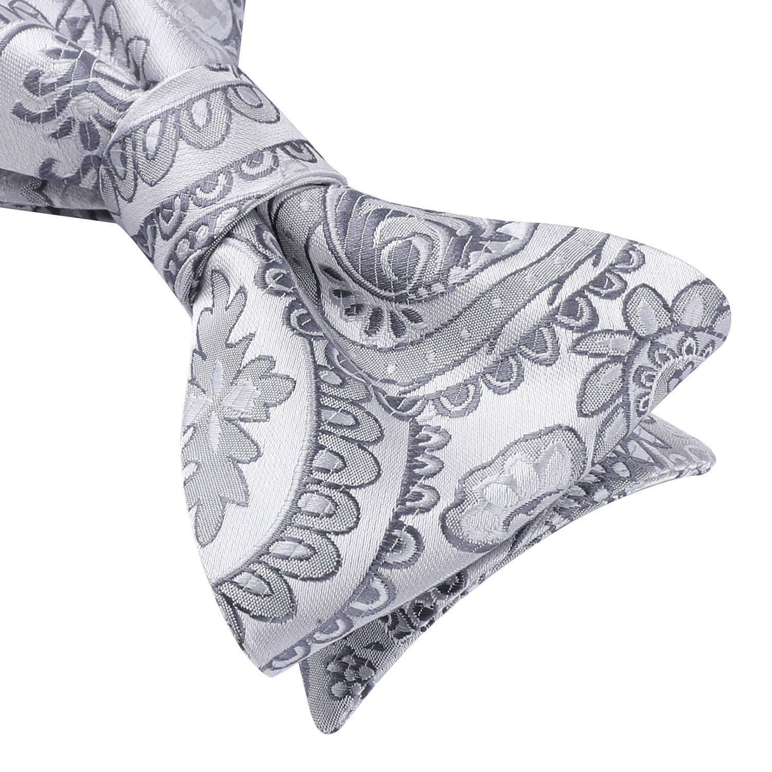 Grey Silver Paisley Bow Tie Set For Evening Wear - Image 3