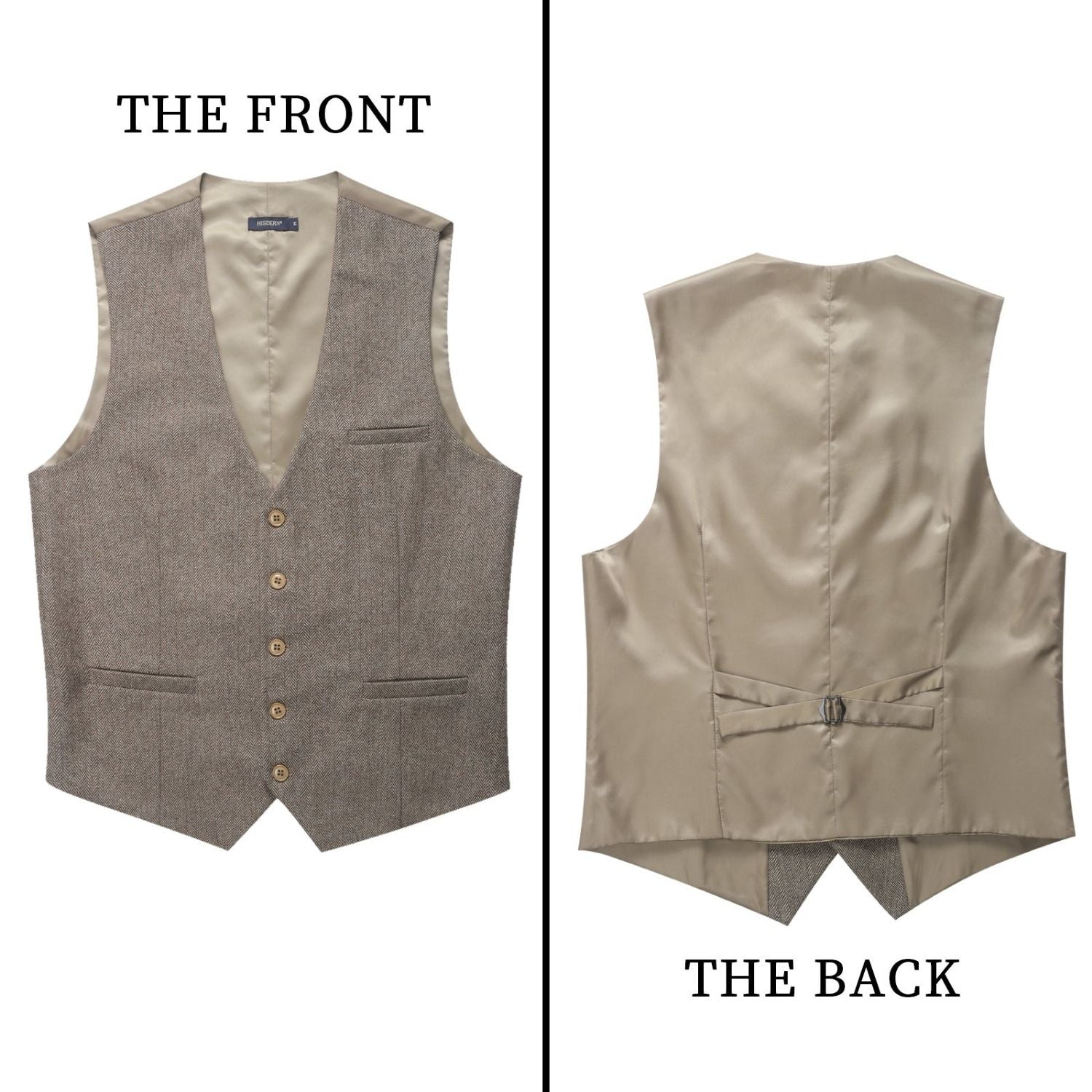 Men's Brown Wedding Vest For Skinny Guys - Image 3
