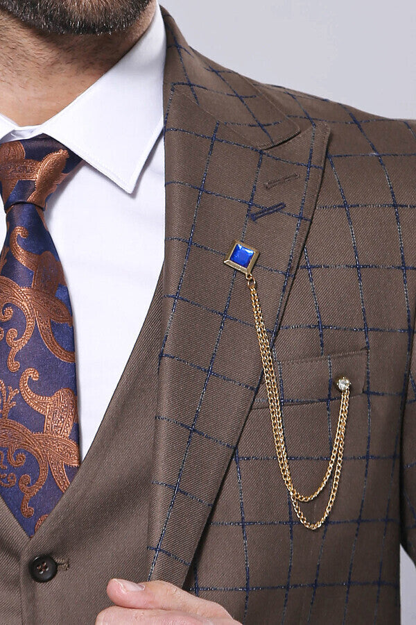 Brown Checked Suit - Image 2