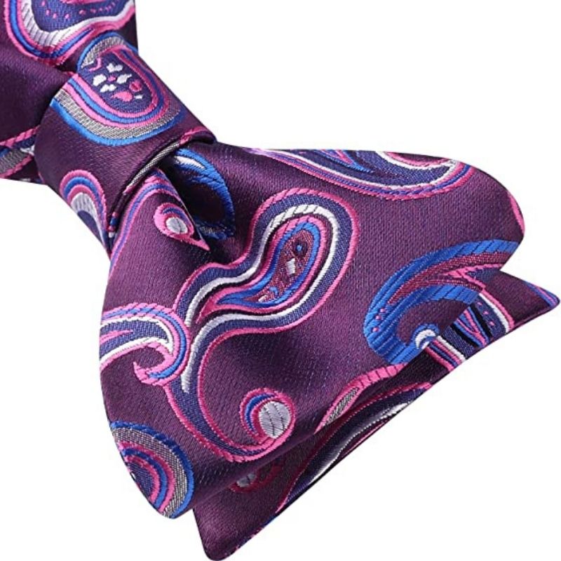 Vintage Blue And Purple Paisley Bow Tie Set - Image 3