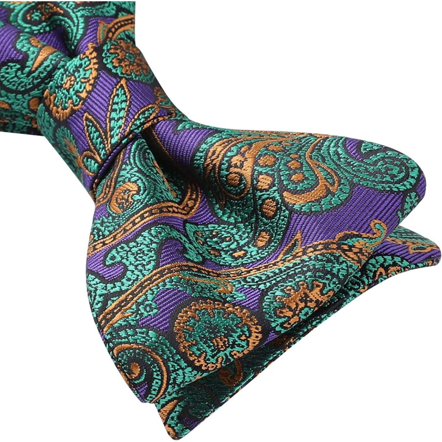 Vintage Green And Purple Paisley Bow Tie Set - Image 3