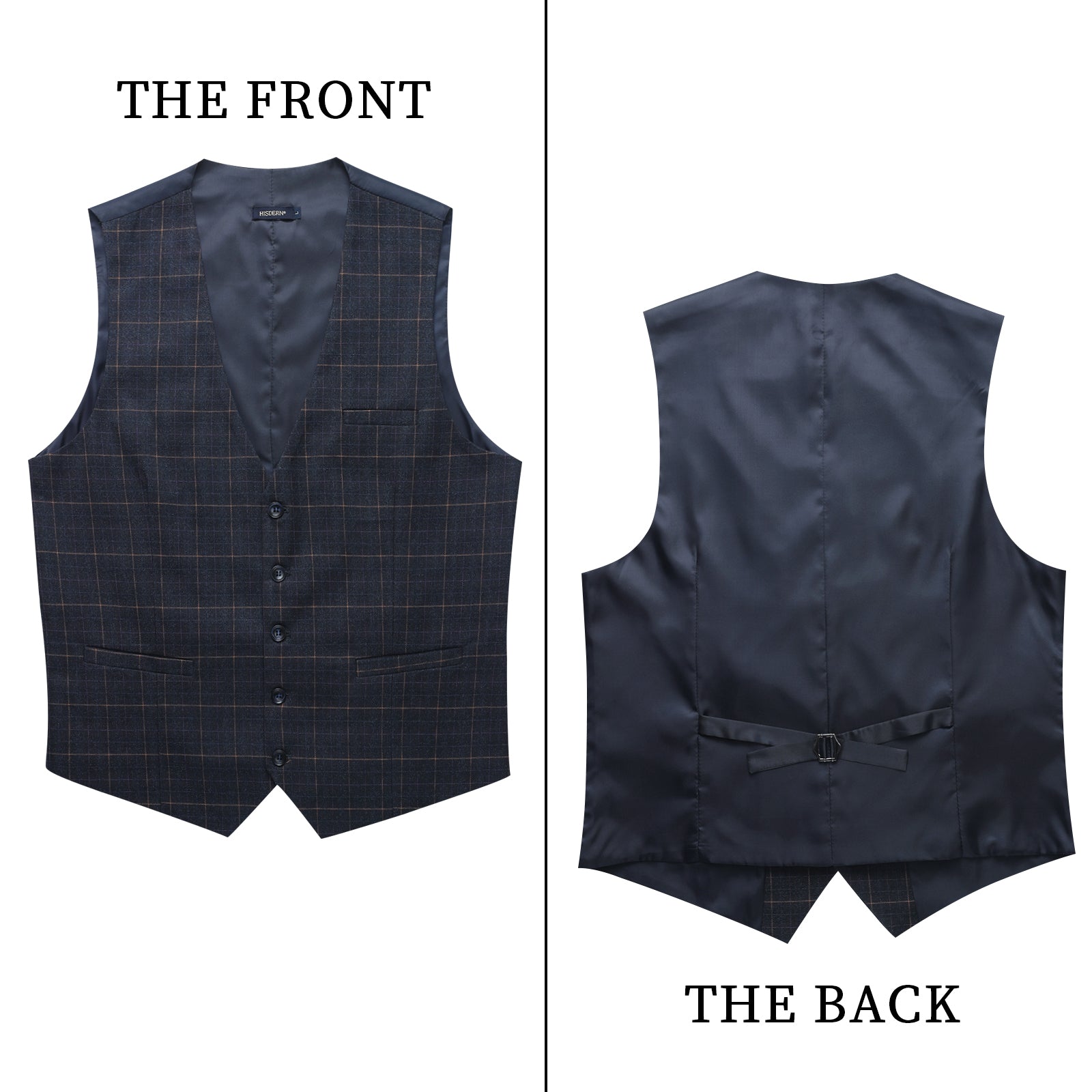 Men's Charcoal Plaid Wedding Vest For Skinny Guys - Image 3