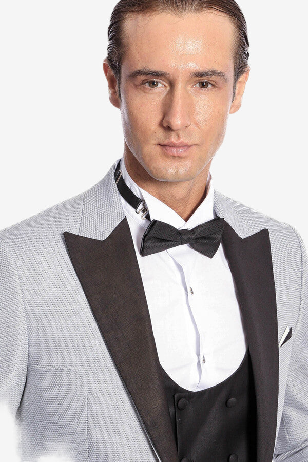 Dot Patterned Grey Vested Tuxedo - Image 2