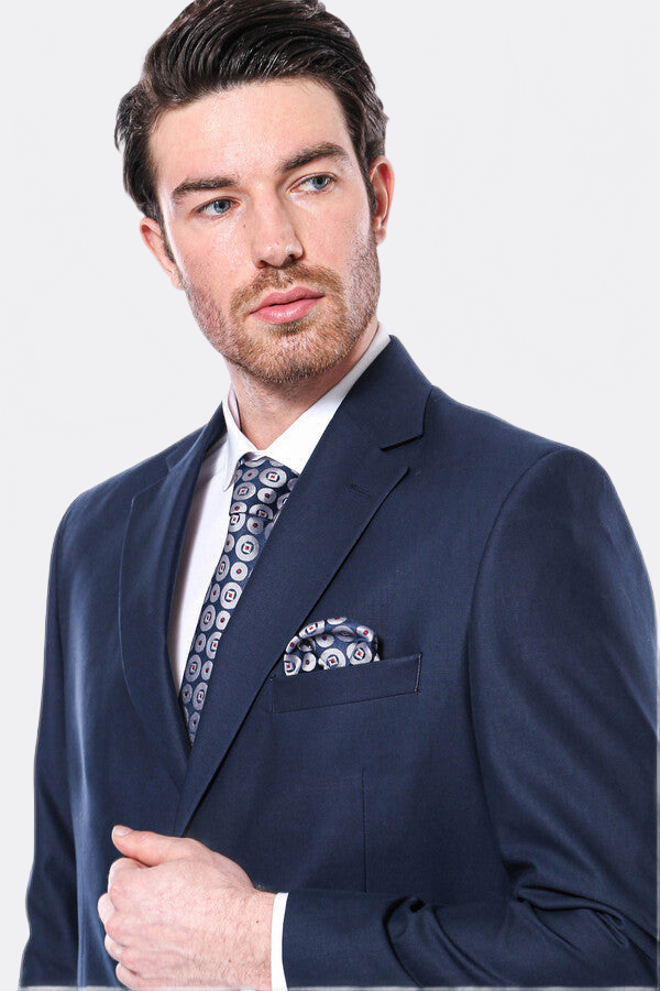 4 Drop Navy Blue Polyviscose Suit - Image 2