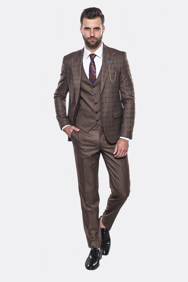 Brown Checked Suit - Image 3
