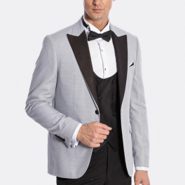 Dot Patterned Grey Vested Tuxedo