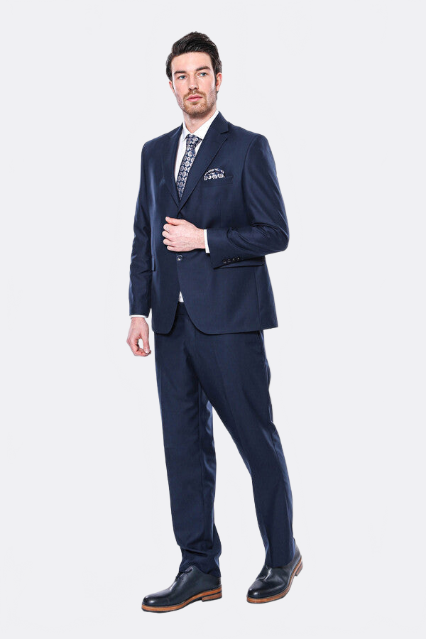 4 Drop Navy Blue Polyviscose Suit - Image 3