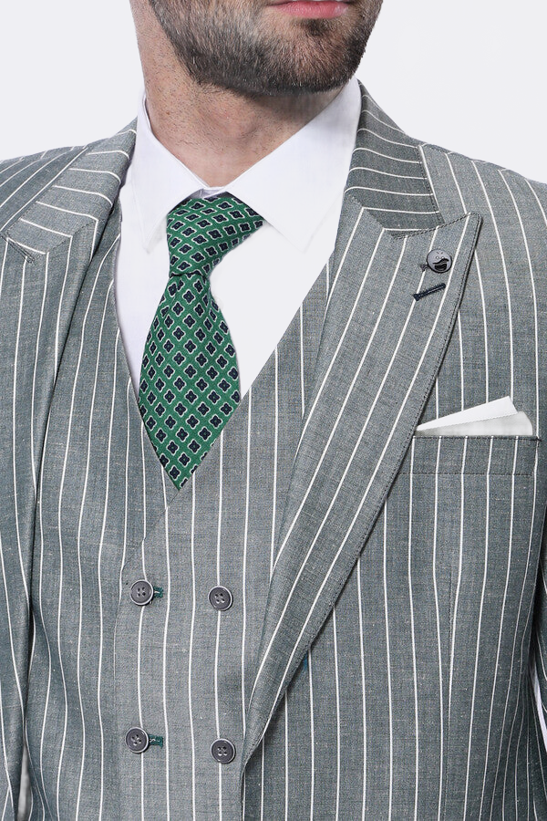 Striped Green Men Suit - Image 2