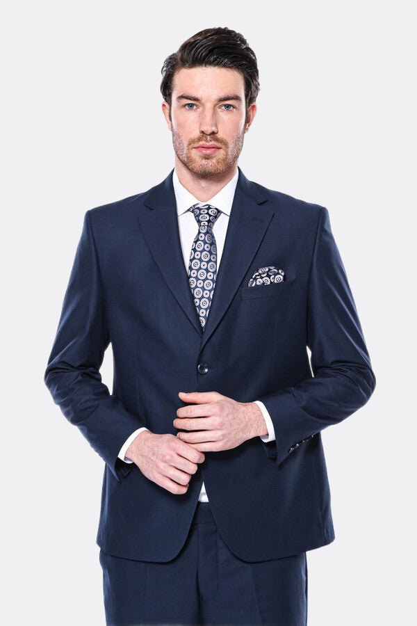 4 Drop Navy Blue Polyviscose Suit