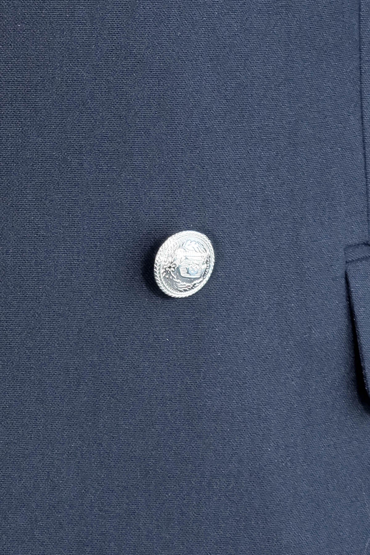 Modern Fit Double-Breasted Navy Men’s Suit With Silver-Tone Metal Buttons - Image 3